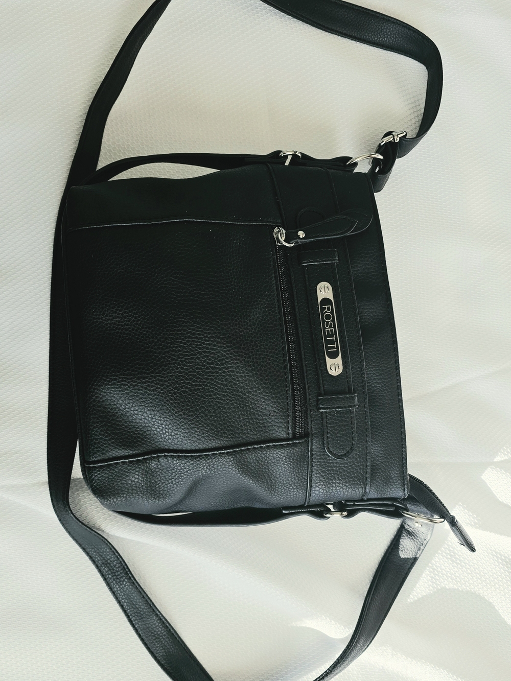 UEC Rosetti Black Leather Crossbody Bag